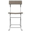 Folding Bistro Chairs 8 pcs Gray Poly Rattan and Steel