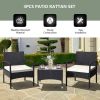 3 Pieces Patio Wicker Rattan Furniture Set with Cushion for Lawn Backyard