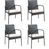 4 Pieces Patio Wicker Rattan Dining Set with Comfy Cushions