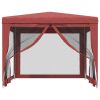 Party Tent with 4 Mesh Sidewalls Red 9.8'x9.8' HDPE