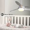 42 Inch Modern ABS Ceiling Fan With 6 Speed Remote Control Dimmable Reversible DC Motor With Light