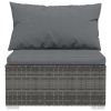 Patio Middle Sofa with Cushions Gray Poly Rattan