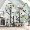 Artisasset 2pcs 6 Layers Half Heart Iron Wood Suitable For Garden Balcony Patio Lawn Home Decoration Plant Stand Flower Pot Stand Iron Flower Stand Bl