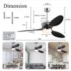 52'' ABS Blades Ceiling Fan with Lights and Remote (6 Speeds Adjustable) , DC Motor Modern Ceiling Fan with 3 ABS Fan Blades & 2 Down Rods