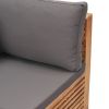 Garden Corner Sofa with Gray Cushion Solid Teak Wood