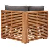 Garden Corner Sofa with Gray Cushion Solid Teak Wood