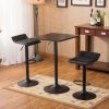 Belham Black Square Top Adjustable Height with Black Leg And Base Metal Bar Table and 2 Swivel Black Bonded Leather Adjustable Bar Stool Bar Sets