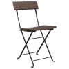 Folding Bistro Chairs 2 pcs Brown Poly Rattan and Steel