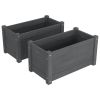 Garden Planters 2 pcs Gray 23.6"x12.2"x12.2" Solid Wood Pine