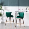 Leland Fabric Upholstered Wingback Bar Stools, Set of 2, Green