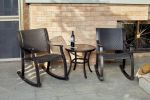 3-Piece Bistro Dining Set W/ Glass Table Top & Wicker Rocker