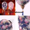 Traditional Chinese Cloth Lantern Painted Home Garden Hanging Decorative Lampshade 14" , Light blue peony