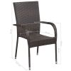 3 Piece Patio Dining Set Poly Rattan Brown