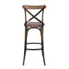 Antique Copper and Antique Oak Bar Stool with Cross Back