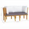 2-Seater Patio Sofa with Cushions Solid Acacia Wood