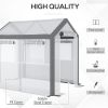 8' L x 6' W x 7' H Outdoor Walk-In Tunnel Greenhouse with Roll-up Windows;  2 Zippered Doors;  & Weather Cover