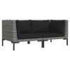 7 Piece Patio Lounge Set with Cushions Poly Rattan Dark Gray