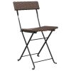 Folding Bistro Chairs 4 pcs Brown Poly Rattan and Steel