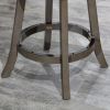 30" Bar Height X-Back Swivel Stool, Weathered Gray Finish, French Gray Leather Seat