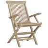 Folding Patio Chairs 2 pcs Gray 22"x24"x35" Solid Wood Teak