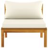 2 Piece Sofa Set with Cream White Cushions Solid Acacia Wood