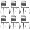 7 Piece Garden Dining Set Steel Dark Gray