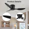 40" Flush Mount Ceiling Fan without light, 3 Reversible Blades, with 6 Speeds Reversible DC Motor