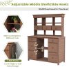 [Video Provided] TOPMAX Garden Potting Bench Table, Rustic and Sleek Design with Multiple Drawers and Shelves for Storage, Brown