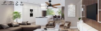 Simple Deluxe 44-inch Ceiling Fan with LED Light and Remote Control, 6-Speed Modes, 2 Rotating Modes , Timer