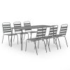 7 Piece Garden Dining Set Steel Dark Gray