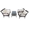 4 Piece Rattan Sofa Seating Group with Cushions, Outdoor Ratten sofa