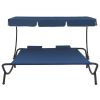 Outdoor Lounge Bed with Canopy and Pillows Blue