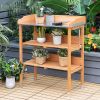 Garden Wooden Potting Bench Work Station with Hook