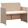 4 Piece Garden Lounge Set with Cushions Beige Poly Rattan