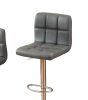 Swivel Faux Leather Adjustable Hydraulic Bar Stool, Set of 2, Gray