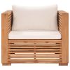 Garden Sofa Chair with Cream Cushions Solid Teak Wood