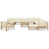 12 Piece Bamboo Lounging Set With Cream Cushions