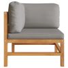 Corner Sofas 2 pcs with Dark Gray Cushions Solid Teak Wood