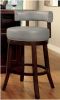 Sherly Set of 2 Bar stool 30" Swivel Stool Dark Oak Solid wood Dark Gray Leatherette Chairs Dining Room