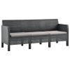 3 Piece Garden Lounge Set with Cushions PP Anthracite