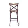 Antique Red and Antique Oak Bar Stool with Cross Back