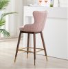 Leland Fabric Upholstered Wingback Bar Stools, Set of 2, Pink