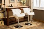 Glasgow Contemporary Tufted Adjustable Height Hidraulic Bar Stools, Set of 2, White