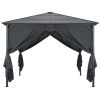 Gazebo with Curtain Aluminum 9.8'x9.8' Black