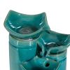 8.1x7.3x10.4" Decorative Blue Ceramic Water Fountain with 3 Tier Design, Indoor Outdoor Tabletop Fountain