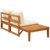 Patio Bench with Table Cream White Cushions Solid Acacia Wood