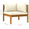 Sectional Corner Sofa with Cream White Cushion Acacia Wood