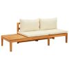 Patio Benches with Cream White Cushions 2 pcs Acacia Wood