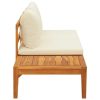 Patio Bench with Table Cream White Cushions Solid Acacia Wood