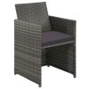 4 Piece Garden Lounge with Cushions Set Poly Rattan Gray